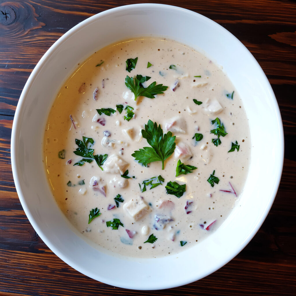 Creamy cauliflower Alfredo sauce in a bowl