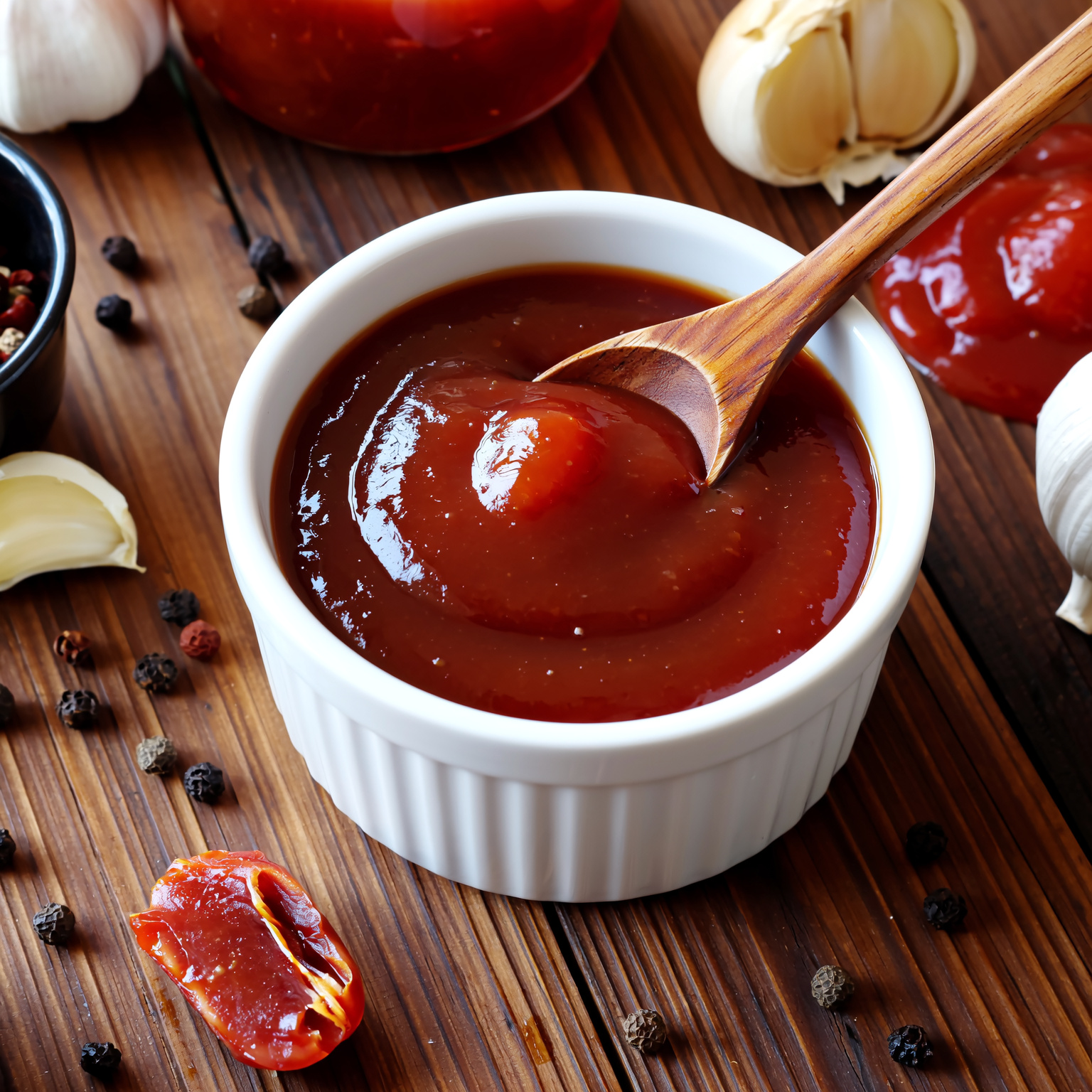 bowl of homemade oil-free vegan BBQ sauce