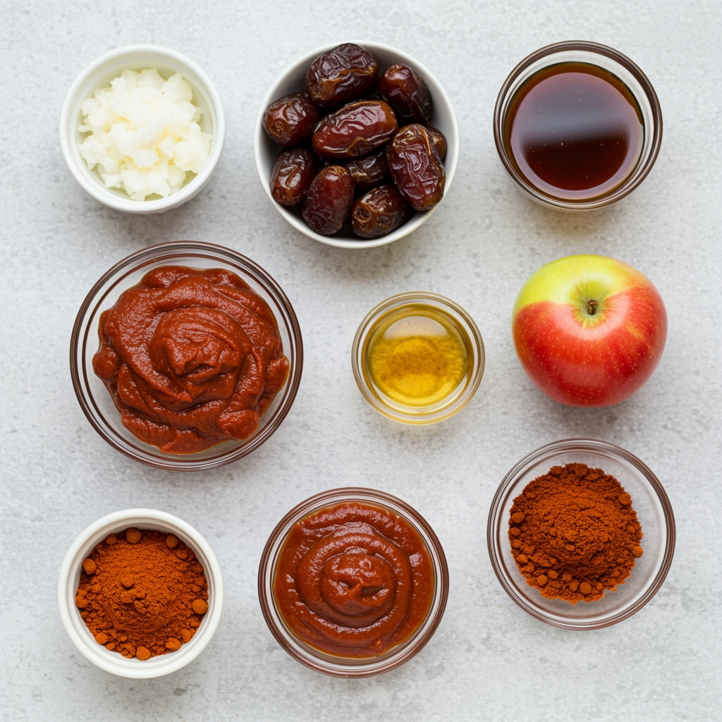 oil free bbq sauce ingredients on table