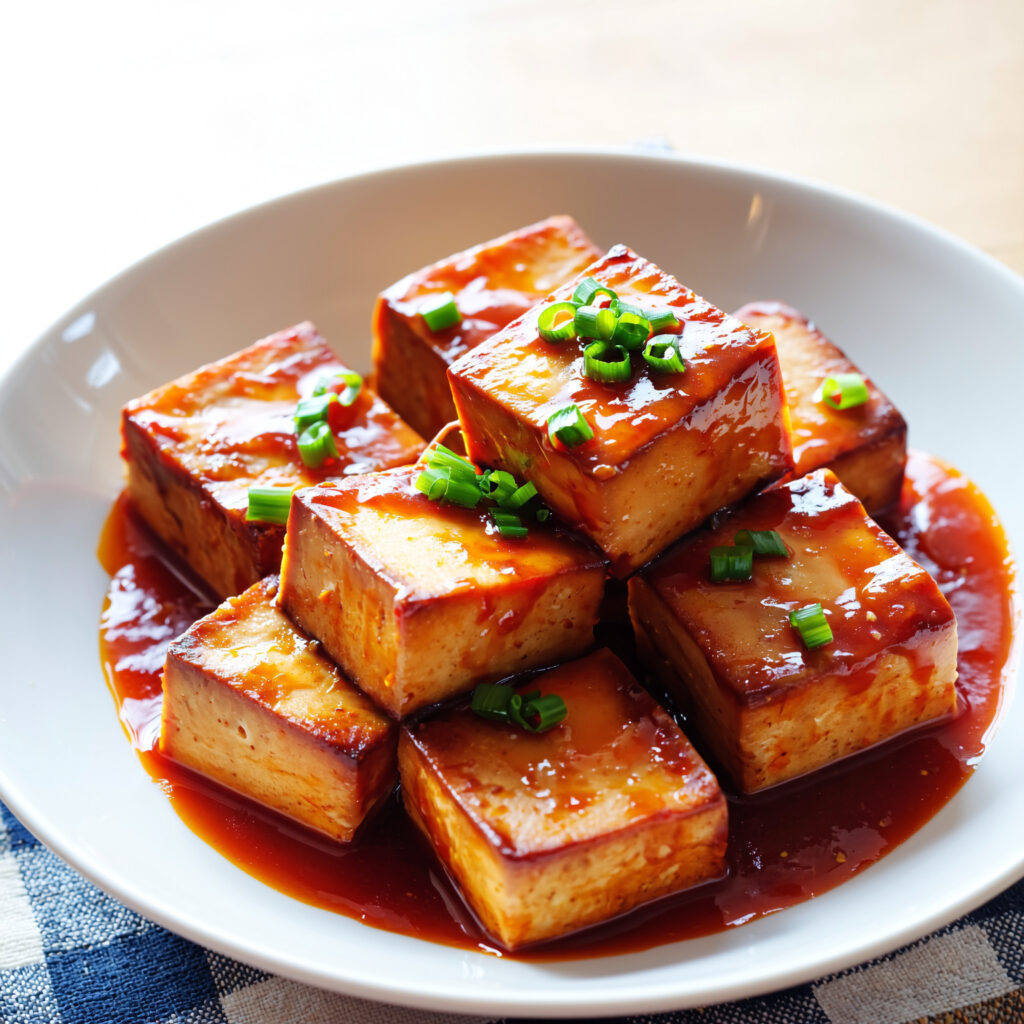 Crispy tofu tossed in vegan sweet & sour sauce