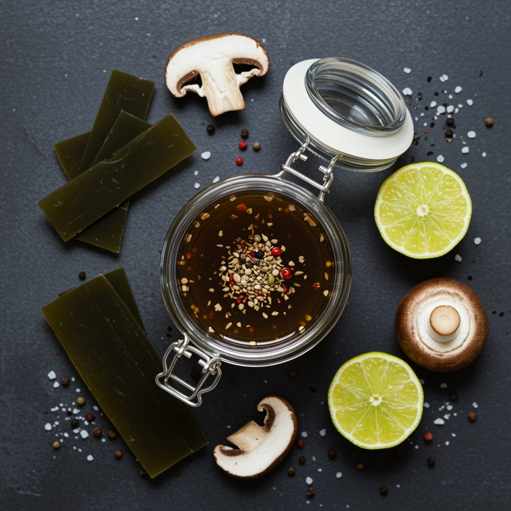 Homemade vegan fish sauce made with seaweed, mushrooms, and lime – Yumgan recipe